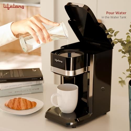 Lifelong Single Cup Coffee Maker- 350 W Coffee Machine for Single Serve, Rapid Coffee Brewer Technology with 125ml Ceramic Cup- Detachable Coffee Filter- Coffee Maker Machine for Home (Black,LLCMK910) 4