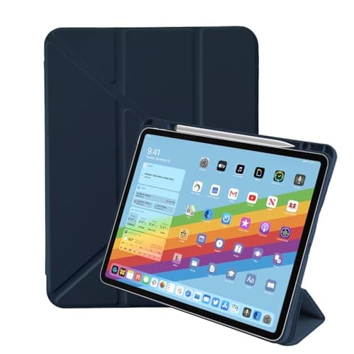 Arctic Fox Smart Folio Case for iPad Air 11 inch M3/M2 2025/2024, iPad Air 5th/4th Gen Case 10.9 Inch, Trifold Multi Angle Stand, Pencil Holder, Auto Wake/Sleep, Durable Protection, PU+PC+TPU, Blue 2