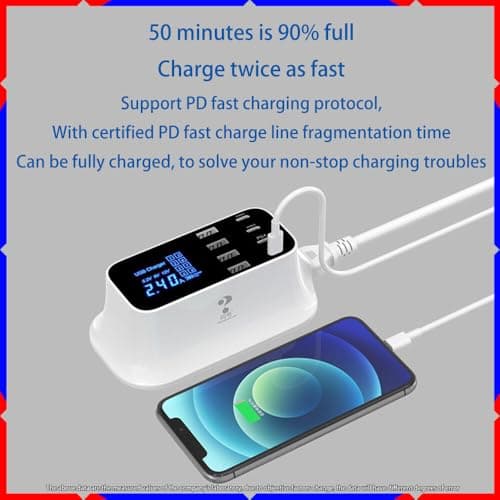 Multi-Port USB Charger 4USB+2TYPE-C+2PD Charging Station hub Digital Display 3