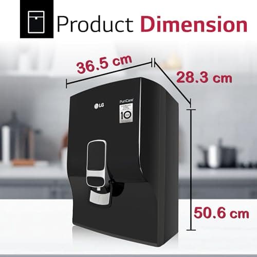 LG RO Water Purifier | 8L Storage Airtight Stainless Steel Tank | Multi Stage Filtration | Wall Mount | Suitable for all Water Sources, WW132NF, Black 4