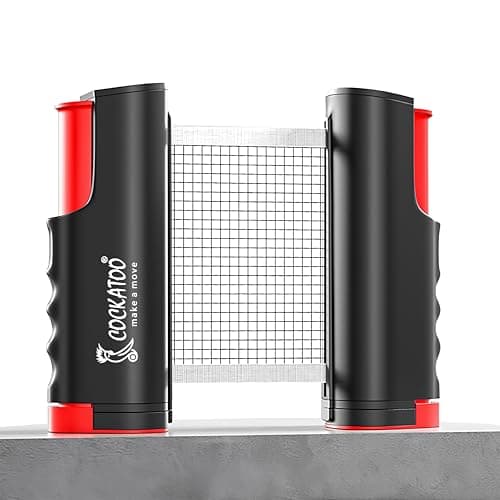 Cockatoo Table Tennis Portable Adjustable Net, Spin Fit TT Net with Box -Red