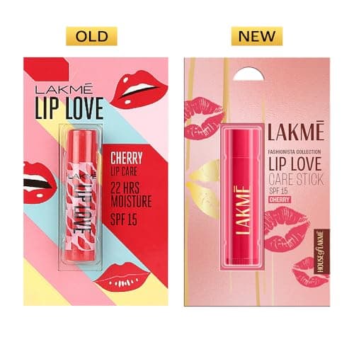 Lakme Lip Love Care Stick Cherry, with 10% Vitamin E Complex, nourished with Shea & Cocoa Butter and enriched with Almond & Jojoba Oil for 24hr moisturization in just 1 swipe, with SPF 15, 4.5g 2