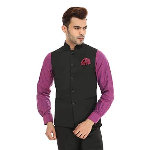 MANQ Men's Band Collar Slim Fit Formal/Party Waist coat