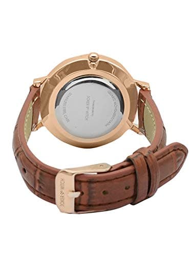 Joker & Witch Faux Leather Unisex Scott & Kira Couple Analog Watch Gift Set For Men And Women, Dial_Black, Band_Rose Gold 4
