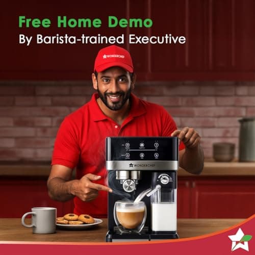 Wonderchef Regalia Automatic Coffee Maker, 20-bar with Auto-Frother, Make Espressos, Cappuccinos & Lattes at Home, With Milk Container & Steamer, Metal Porta Filter, Auto-clean, 2-Yr Warranty 4