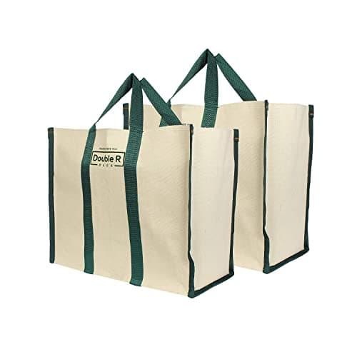 Double R Bags Women’s Eco-Friendly Cotton Canvas Shopper Tote Bag | Big Reusable Jhola Bag for Grocery, Milk, Fruits, Vegetables with Reinforced Handles | 43x21x35 cm, 1 Compartment (Green, Pack of 2)