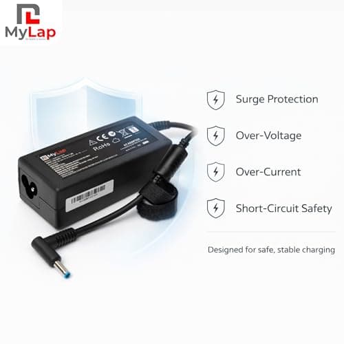 Mylap Blue Pin 65W Adapter for HP 65W AC Blue Pin Laptops Charger Adapter 4.5mm fit for HP Pavilion Black with 1 Year Replacement Warranty 4