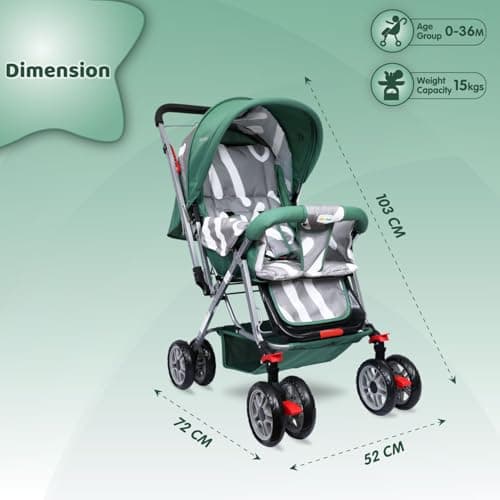1st Step Yoyo Baby Stroller with 5 Point Safety Harness and Reversible Handlebar Stroller for Baby|Kids|Infants|New Born|Boys|Girls of 0 to 3 Years (Green) 5