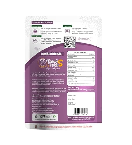 TAKOS FOODS Ready to Eat Kadhi Khichadi ,250 Gm 2
