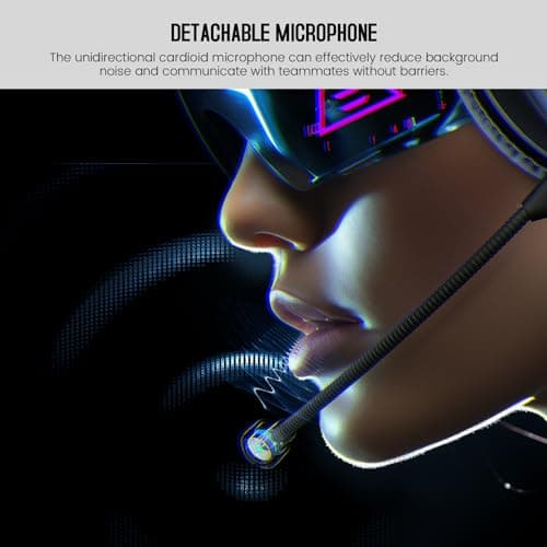 EKSA E900 Wired Stereo Gaming Headset-Over Ear Headphones with Noise Canceling Mic, Detachable Headset Compatible with PS4, PS5, PC, Laptop (Purple) (Purple) 3