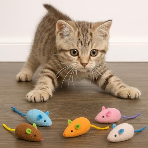 RvPaws Mouse Toy - 6 Pieces Cats Mouse Plush Cat Toys Realistic Cute Kitten Mice Filled Polyfill Rat for Cat 3