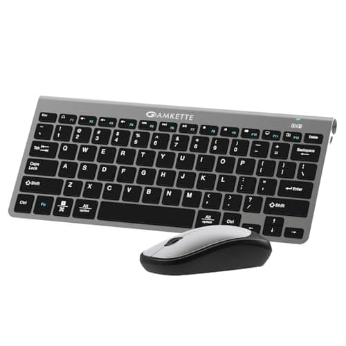 Amkette Wi-Key Mini Wireless Keyboard and Mouse Combo | Compact Design, Scissor Keys, 12 Multimedia Keys | Plug-N-Play USB Connection | Ergonomic Mouse, Silent Clicks, 1200 DPI, Optical Sensor (Grey)