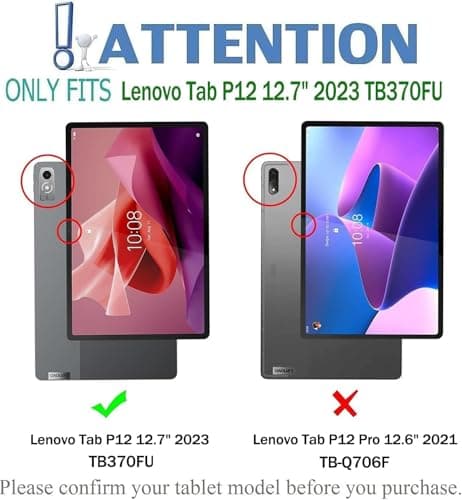 RTSY Kickstand Combo Keyboard case for Lenovo Tab P12 (12.7 Inch-TB-370FU Model) with 7-Colors Backlit, Multi-Touch Trackpad, Dual Orientation, Magnetic Detachable Bluetooth Keyboard Cover, Pen Holder 2