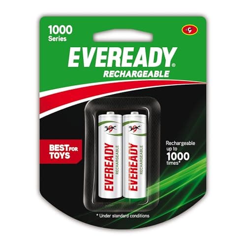 Eveready Rechargeable AA Battery, 600 mAh, 1.2V NiMH, Rechargeable Up to 1000 Times*, Ideal for Trimmers, Toys, Cordless Phones, Gaming Controllers etc, Pack of 2