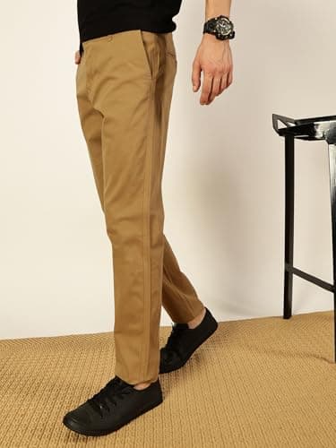 Thomas Scott Men's Cotton Blend Solid Slim Fit Chino Trouser(TSNXTR02_Khaki_36) 2