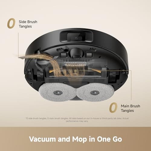 DREAME L50 Robot Vacuum and Mop, 25000Pa Vormax Suction, MopExtend Edge Cleaning, Dual Anti-Tangle Main/Side Brushes, 10.5mm Auto Mop Lifting, Smart Carpet Detection, 5200mAh, Ideal for Pet Hair 5
