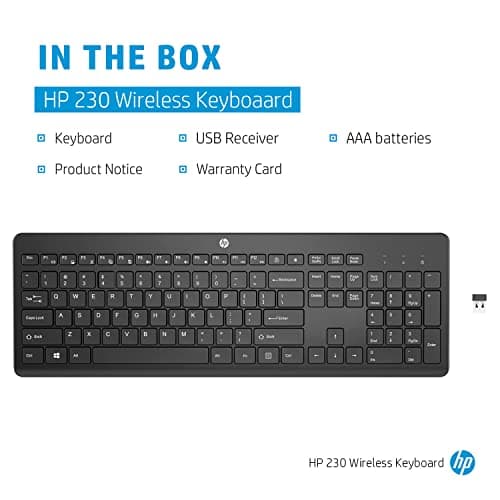 HP 230 Wireless Black Keyboard with 2.4GHz connectivity up to 10m, 12 Function Keys and 16-Month Long Battery Life. 3-Years Warranty.(3L1E7AA) 4