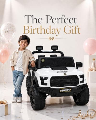 Wishmaster Kids Ride on Car Driving 4 Motors with Bluetooth EV Jeeps for 1, 2, 3, 4, 5, 6 Years | Remote + Steering + Mobile App Control | Birthday Gift (White) 3