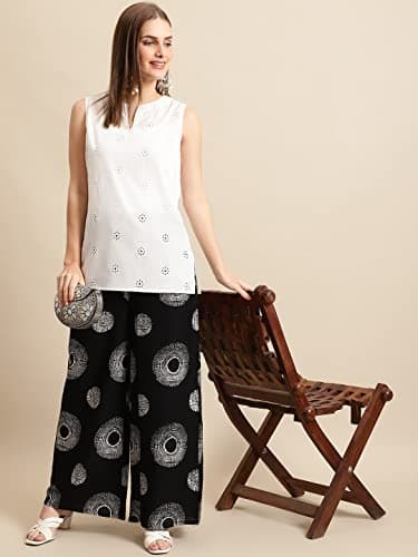 Pistaa's Women's Regular Fit Cotton Palazzo (WPZOBFLMX_Black_44) 5