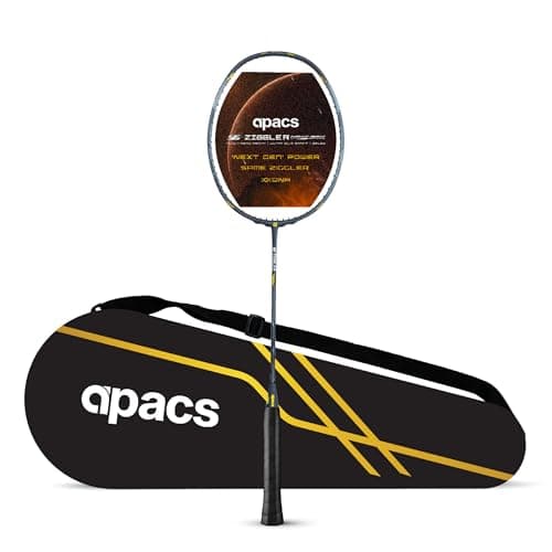 Apacs Z-Ziggler Next Gen (Unstrung) | 38lbs max Tension | Ultra Slim Shaft | 100% Japanese Graphite | (4U) Head Heavy Balance | Aerodox Frame | Made in Vietnam Badminton Racket with Cover (Black)