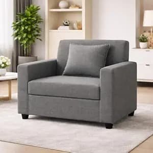 1 Seater Fabric Sofa Set for Living Room Furniture | Fabric 1 Seater Sofa Set | Sofa for Home & Office | Fabric Color:- Dark Grey