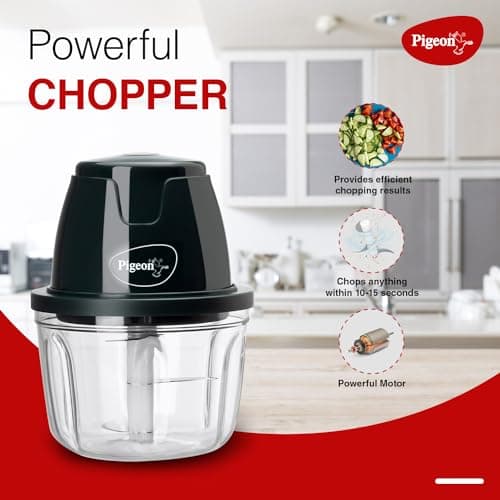 Pigeon Zoom Electric Chopper 350 ml, Portable with 3 Stainless Steel Blades for Effortlessly Chopping Vegetables and Fruits - Green, 30 Watts 2