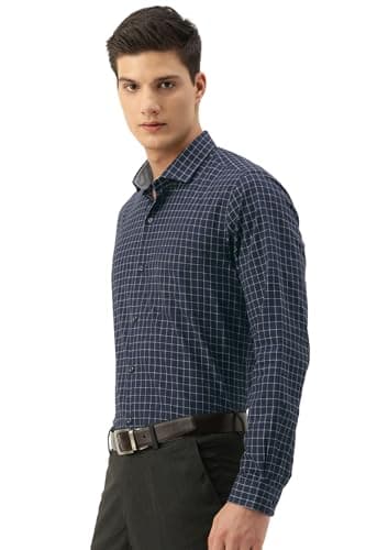 Peter England Men Navy Regular Fit Formal Full Sleeves Formal Shirt 4
