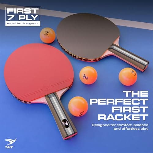 Rally Table Tennis Racquet Set | 2 TT Bat and 4 Training Balls| 7 Ply Wood | Indoor/Outdoor Play | Home Ping Pong Set - 2 Rackets & 4 Balls for Beginners & Intermediate Players | Table Tennis Set 2