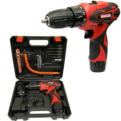 Inditrust Dumdaar 12V Cordless Drill Screwdriver Tool Kit (25pcs) | 1350 RPM, Two-Speed | 10mm Keyless Chuck | Multi-Torque Clutch | Reversible Switch | Includes 2 x 1.5Ah Batteries