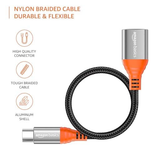 Amazon Basics USB Type C to USB 3.0 OTG Cable/Adapter/Connector, Fast Charging/Data Transfer, Speed Upto 4.8 GBPS, Compatible with MacBook Air/Pro, 11/12.9 iPad Pro, 10.9 iPad Air 4, Android Phones 3