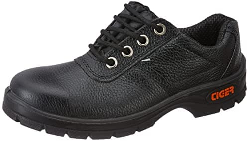 Tiger Men's Low Ankle Lorex Steel Toe Safety Shoes (Size 7 UK, Black, Leather)