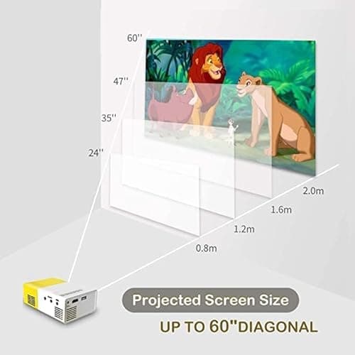 Mini Projector, Portable Pico Full Color LED/LCD Video Projector with HDMI, USB, AV Interfaces and Remote Control, White/Yellow 3
