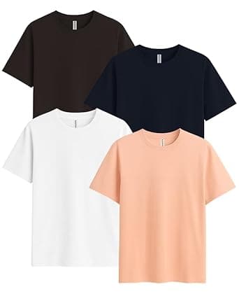 Sleepynuts Women Boyfriend Plain Round Neck Half Sleeve T-Shirt