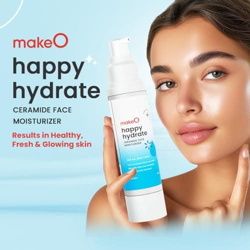 makeO Happy Hydrate Ceramide Face Moisturizer | With Shea Butter, 3. 0.5% Squalene & 1% Petrolatum I Ceramide Cream Moisturizer | Suitable for All Skin Types | Soft Moisturized Skin I 50 ml 2