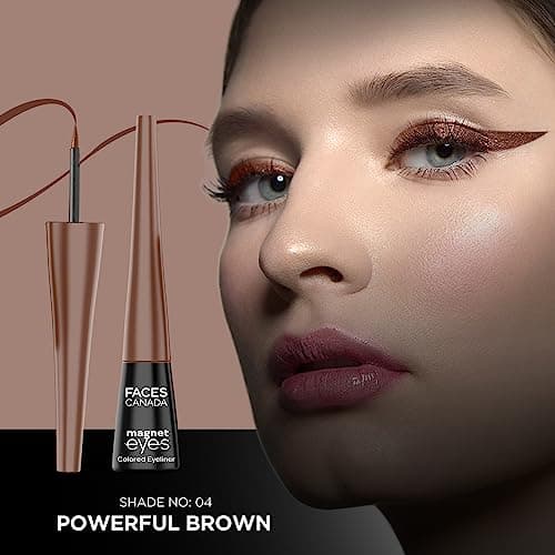 FACESCANADA Magneteyes Color Eyeliner Gel - Powerful Brown,4 Ml|Glossy Finish|24Hr Long-Lasting|Waterproof|Smudgeproof|Precise Application|Intense Color Payoff|Almond Extract & Vitamin E 2
