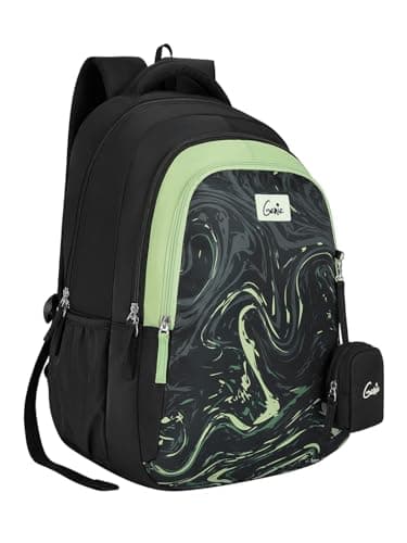 Genie Aqualit School Backpack For Girls |19 Inch-36 Litres With Three Compartments, Light Weight with Padded Shoulders |Best for Books, Water Bottles, Stationery, Lunch Box & Essentials - Black