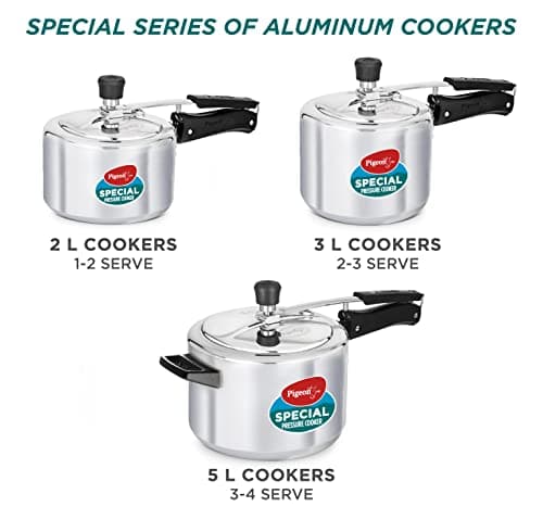 Pigeon by Stovekraft 12261 Induction Base Inner Lid Aluminium Pressure Cooker, 3 Liters, Silver 5