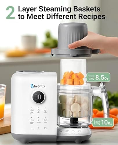 SOFTIES S2 Baby Food Processor – Steamer Blender & Puree Maker, 6-in-1 | Steam Blend Auto Manual Modes | Self-Cleaning Sterilizer Milk Warmer | Stainless Steel Steaming Basket, BPA-Free 3