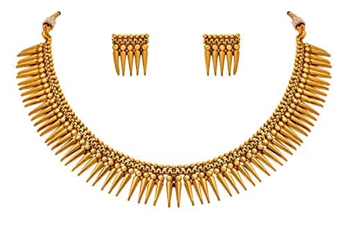 JFL - Jewellery for Less Traditional Modern 1g Gold Plated Divine Sun Rays Necklace Set with Earrings for Women and Girls,Valentine