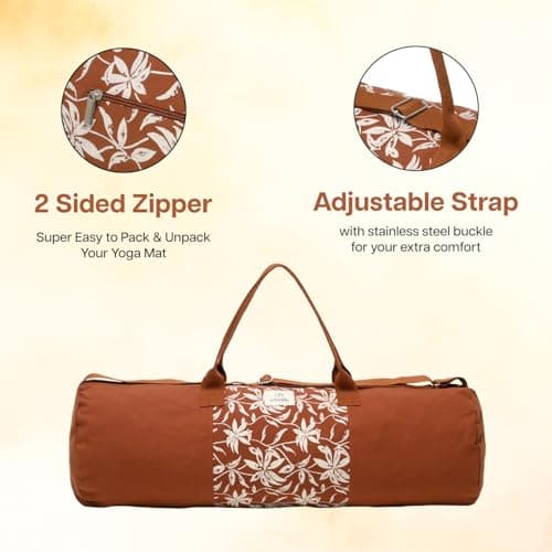 Wiselife Yoga Mat Bag for 10MM Mats – | Durable Cotton Canvas, Full Zip Closure, Adjustable Strap, Spacious Side Pocket | Yoga Mat Carry Bag for Men & Women 4