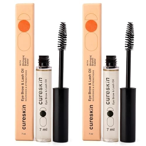 Cureskin Eyebrow & Eyelash Growth Oil with Castor, Brahmi & Vitamin E | Nourishes, Thickens & Strengthens Brows & Lashes | Eyelash Growth Serum | For Women | 7 ml (Pack of 2)
