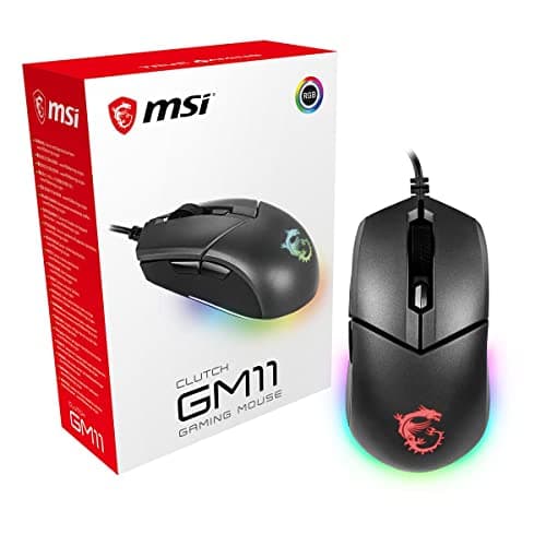 MSI Clutch GM11 Wired Gaming Mouse, PixArt PMW-3325 Optical Sensor, ARGB, Light Weight Gaming Mouse (89g), DPI 400-5000, Symmetrical Design, 6 Buttons, Black 3