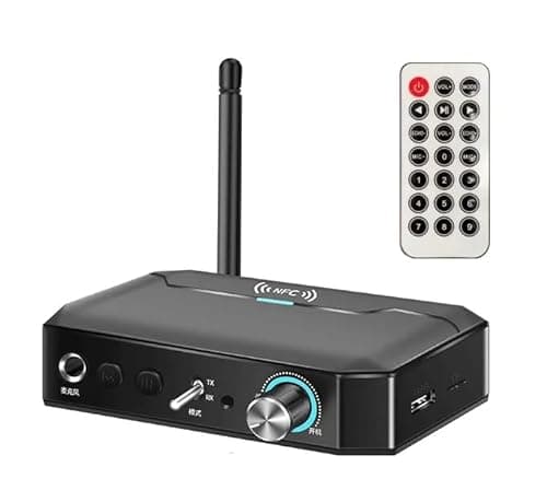 MICROWARE T300 2-in-1 Audio Adapter Bluetooth-Compatible 5.3 NFC Receiver Transmitter with Remote Control,for TV/PC/Car/MP3/CD Player/Speaker/Handset, Support NFC