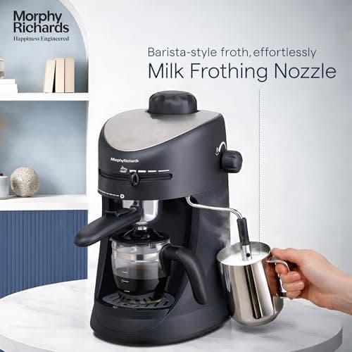 Morphy Richards New Europa 800-Watt Espresso and Cappuccino 4-Cup Coffee Maker (Black) 4
