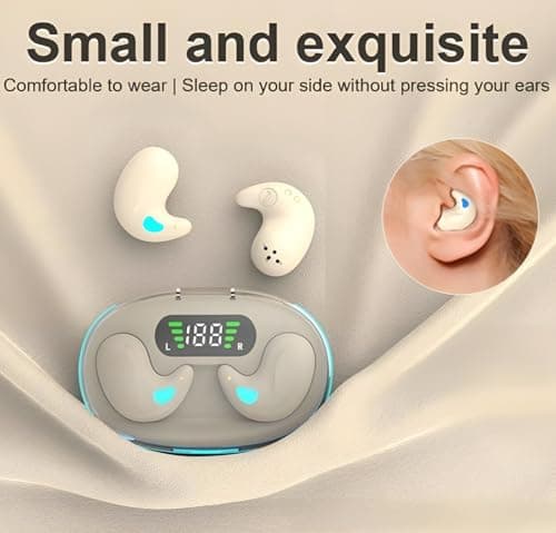 VEHOP S55 OWS Bluetooth Open Ear Wireless Sleeping Earbuds, BT5.4 Headphones, Button Control & Type-C Fast Charging, ENC Call Noise Reduction, Ideal for Sleeping, Meditation and Entertainment. (BEIGE) 2