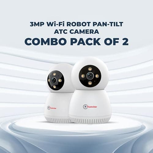 Trueview 3MP WiFi Robot CCTV Camera (Pack of 2) | Indoor Security & Baby Monitoring Camera | 360° Pan Tilt | AI Tracking | Color Night Vision | Two-Way Audio | Alexa | STQC Certified 2