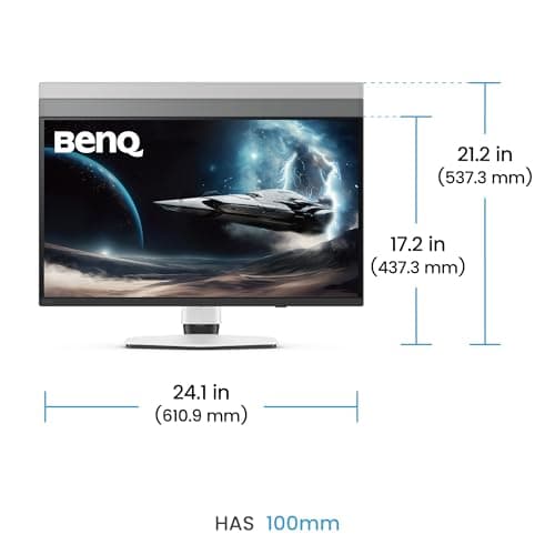 BenQ MOBIUZ EX271QZ 27” 2K QHD 3rd Gen QD-OLED 500Hz Gaming Monitor| 0.03ms GtG|HDMI 2.1, DP 1.4|USB-C|99% DCI-P3|AMD FreeSync Premium Pro|Game Art Mode|Height,Swivel, Tilt Adjustable(White) 5