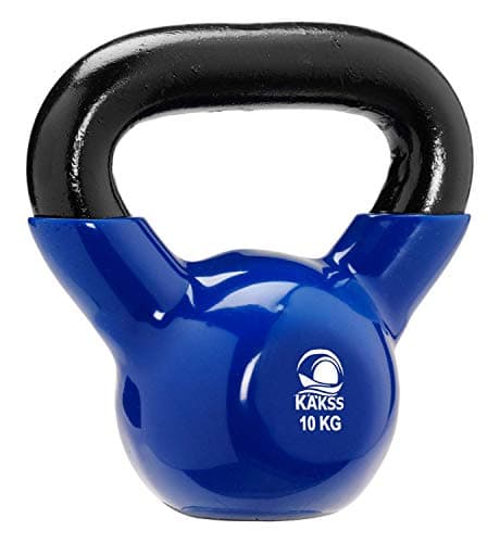 KAKSS Half Coating Vinyl Kettlebell, 10kg Blue Cast Iron Kettle Bell with Non-Slip Grip Handle for Strength Training, Home Gym Workout Equipment for Men & Women (Proudly Made in India)