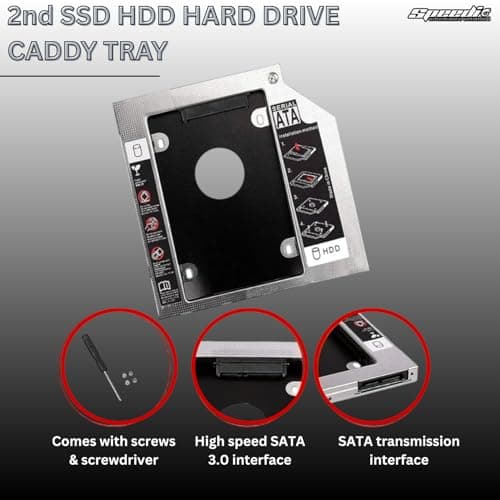 Speedio SATA 2nd HDD Caddy for Laptop | SSD & HDD Enclosure Adapter | Slim Optical Bay Hard Drive Tray | High-Speed Transfer | 2nd Hard Drive Adapter for Laptop | Pack of (12.7MM) 2