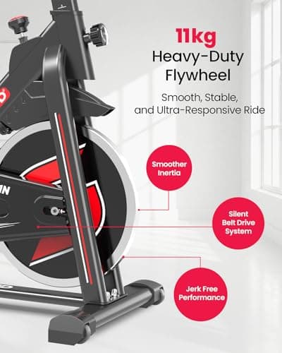 Sparnod Fitness SSB-11N Spinning Bike for Home Use, Heavy-Duty Chrome Flywheel 11kg, Silent Belt Drive, 4-Way Adjustable Seat, LCD Monitor, Adjustable Resistance with Emergency Brake, 125kg Capacity 5
